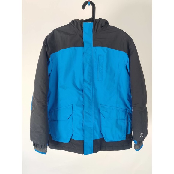 (V) Lands' End Coat Squall Jacket Parka Youth L Size 14-16 BLUE/ GRAY WATERPROOF - Picture 2 of 11